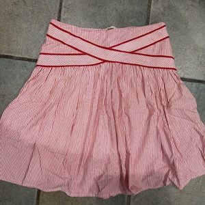Red and white striped skirt